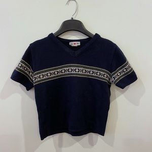Navy Cropped Sweater T-shirt